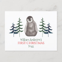 Primer bebé de Navidad pingüino y árbol personaliz