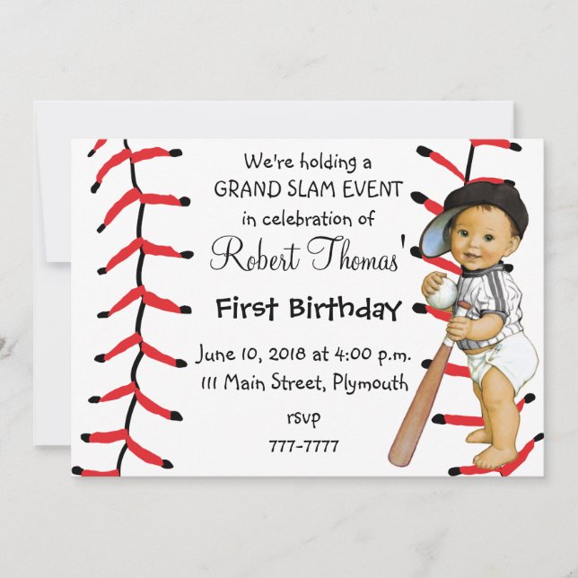 Primer béisbol de la invitación de la fiesta del (Anverso)