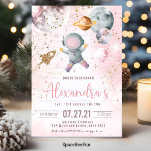 Primer Chica Astrona de la invitación al cumpleaño