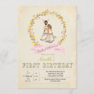 Primer Chica de cumpleaños Invitación de ciervo