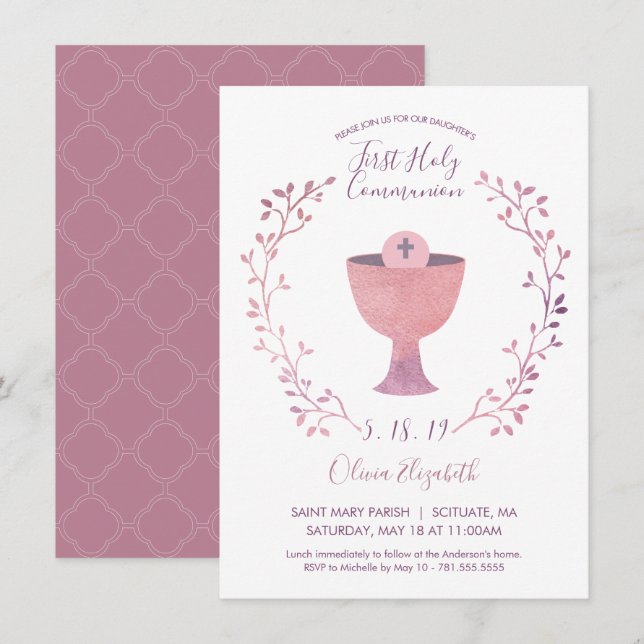 Primer chica Tarjeta de Invitación a la Sagrada Co (Anverso / Reverso)