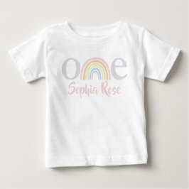 Primer cumpleaños, camiseta del bebé arco iris de 