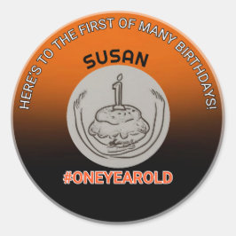 Primer cumpleaños de alegría: Pegatina de la ronda