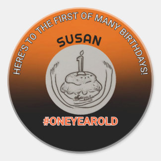 Primer cumpleaños de alegría: Pegatina de la ronda