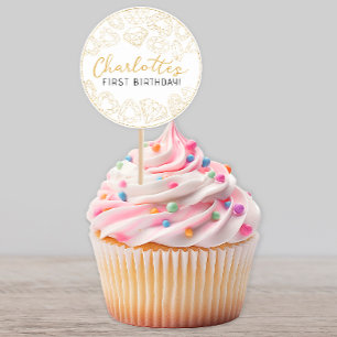 Primer cumpleaños de Gold Gem - Pegatinas Fiestas 