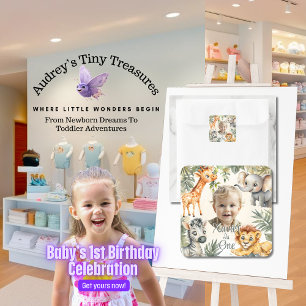 Primer cumpleaños del niño - Pegatinas del Safari 