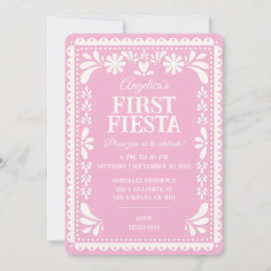 Primer cumpleaños Fiesta Papel Picado Invitación