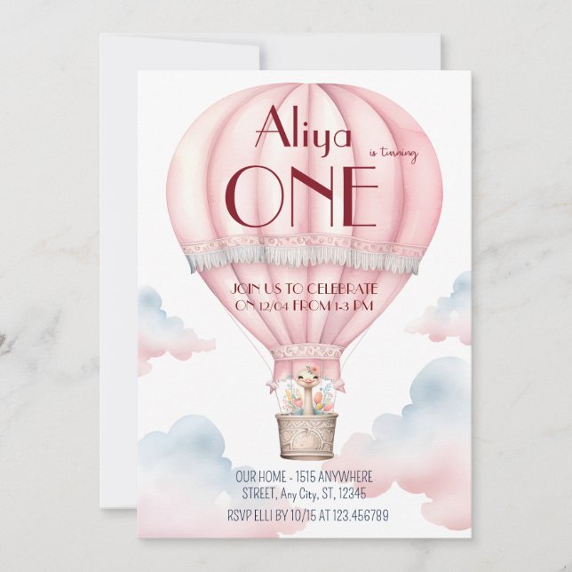 Primer cumpleaños Invitación Mundo de Sueño (Anverso)