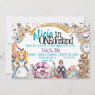 Primer cumpleaños invitación temática ONEderland W