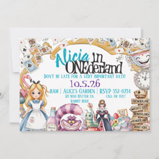 Primer cumpleaños invitación temática ONEderland W