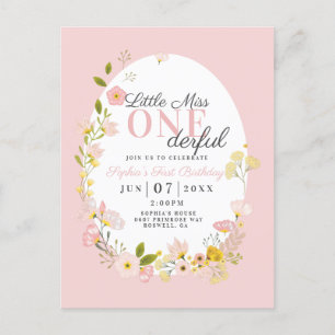 Primer cumpleaños pequeña señorita una invitación 