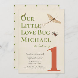 Primer cumpleaños Pequeño Bug de amor Invitación d