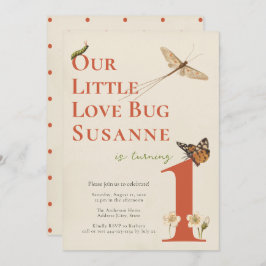 Primer cumpleaños Pequeño Bug de amor Invitación d