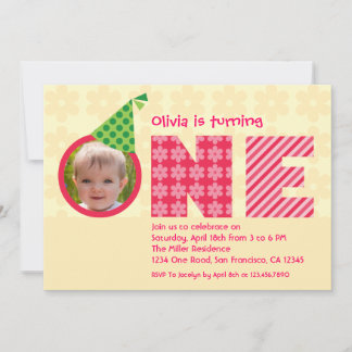Primer cumpleaños "Una" invitación fotográfica