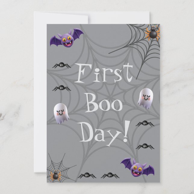 Primer Día de Boo - Tembloroso coche de invitación (Reverso)