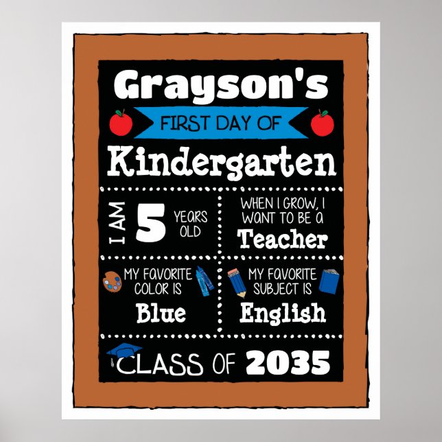 Primer día de clase Rótulos Arte estudiantil - Azu (Frente)