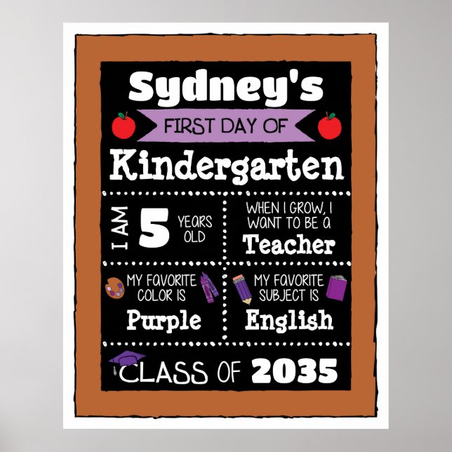 Primer día de clase Rótulos Arte estudiantil - Púr (Frente)