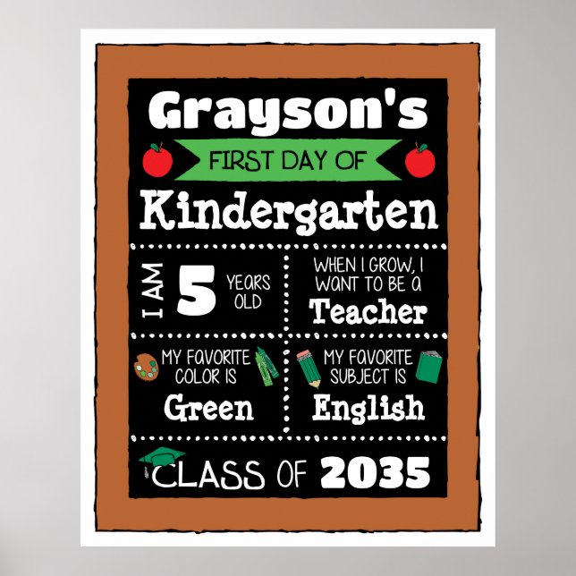 Primer día de clases Rótulos Arte estudiantil - Ve (Frente)