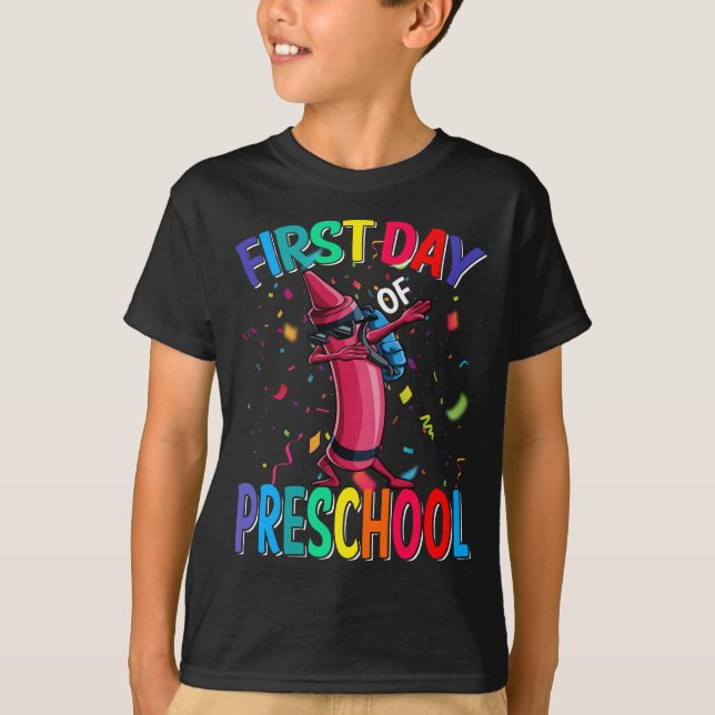 Primer Día De La Camiseta De Crayon Preescolar (Anverso)