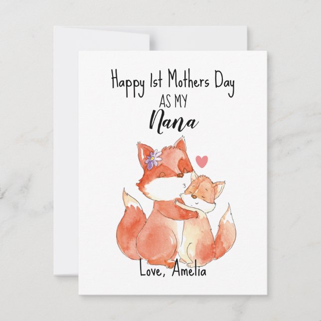 Primer Día de la Madre como Nana, tarjeta feliz de (Anverso)
