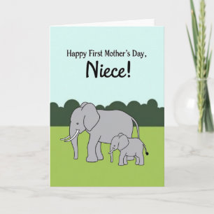 Primer Día de la Madre Elefante Tarjeta para la so