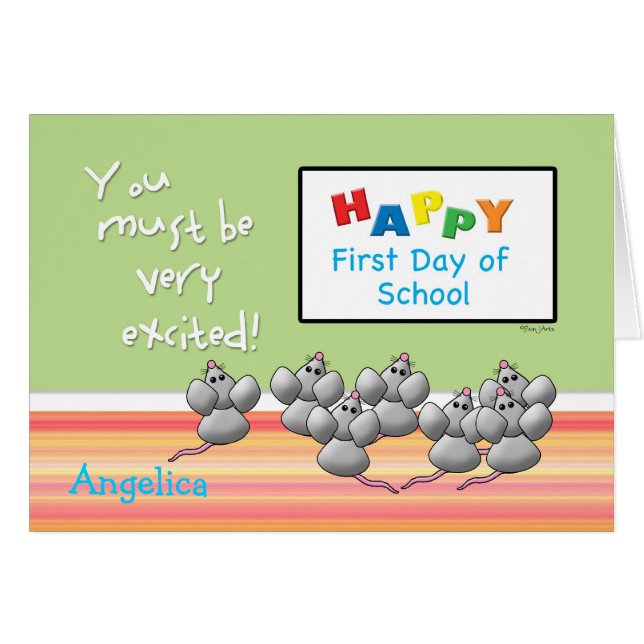 Primer día de ratones lindos de la escuela y de (Anverso (Horizontal))