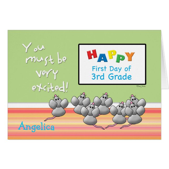 Primer día de ratones lindos del 3ro grado y de (Anverso (Horizontal))