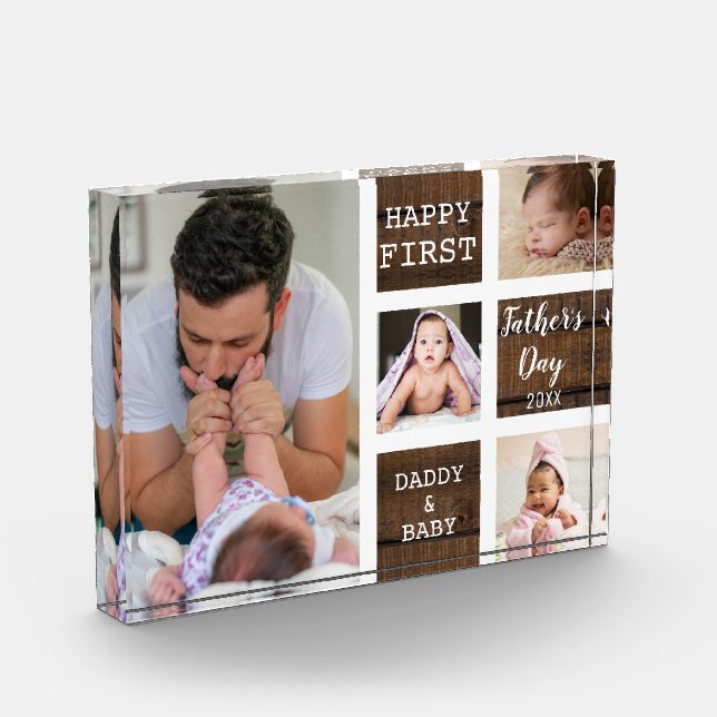 Primer Día del Padre 4 Collage de fotos Madera Mar (Izquierda)