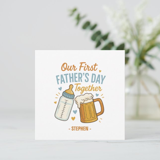 Primer Día del Padre Juntos - Botella de cerveza y (Anverso de pie)