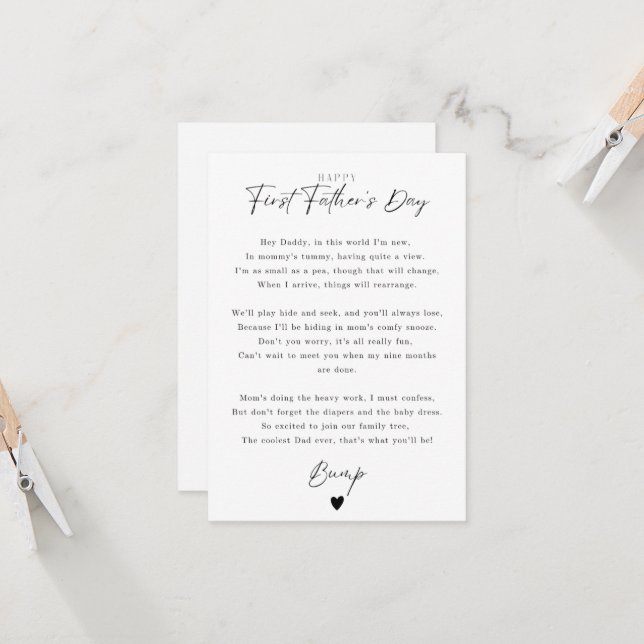 Primer Día del Padre: regalo de impresión de poema (Anverso/Reverso In Situ)