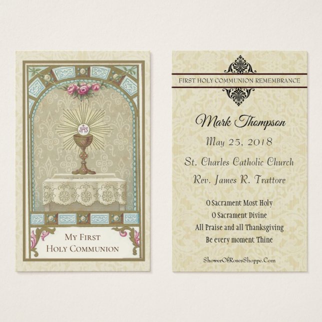 PRIMER EUCARISTA DE LA COMUNIÓN SANTA EN ALTAR (Anverso y reverso)