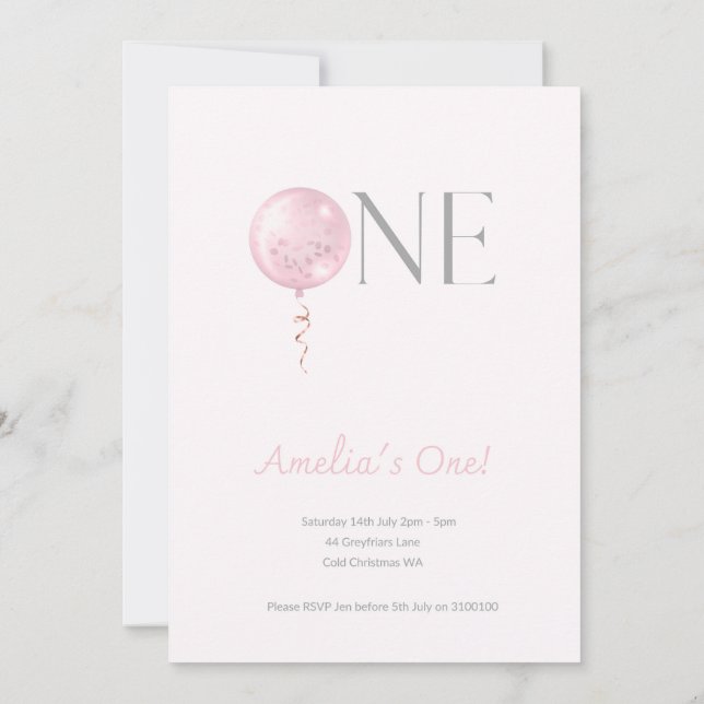 Primer globo de cumpleaños Invitación de cumpleaño (Reverso)