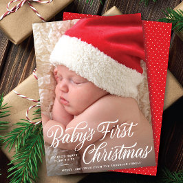 Primer guión de navidad del bebé anuncia foto
