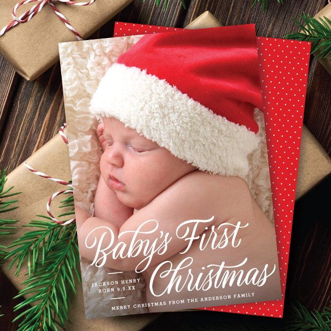 Primer guión de navidad del bebé anuncia foto (Subido por el creador)