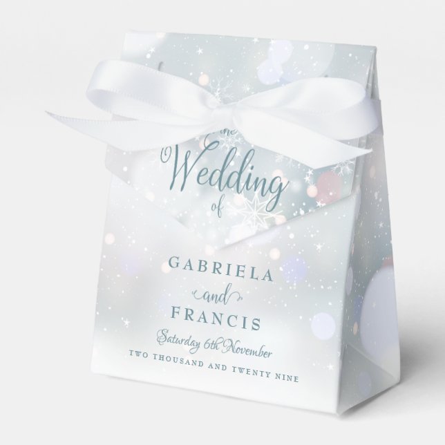 Primer invierno copos de nieve caja de favores de  (Front Side)