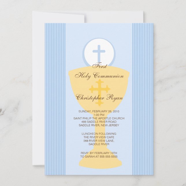 Primer Invitación de la Santa Comunión Chalice Boy (Anverso)
