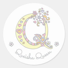 Primer monograma Q nombre personalizado pegatinas