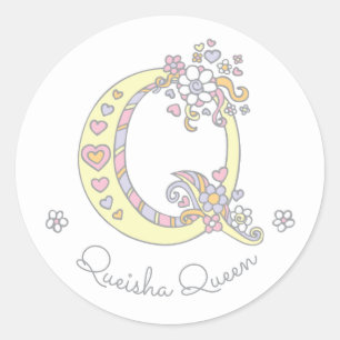 Primer monograma Q nombre personalizado pegatinas 