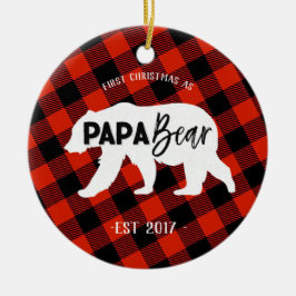 Primer navidad como ornamento del oso de la papá