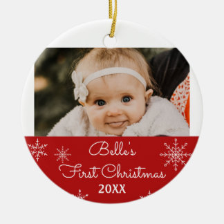 Primer Navidad de Snowflake Ornamento de fotos