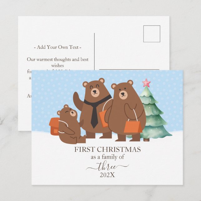 Primer Navidad de un Oso como Familia de 3 (Anverso / Reverso)