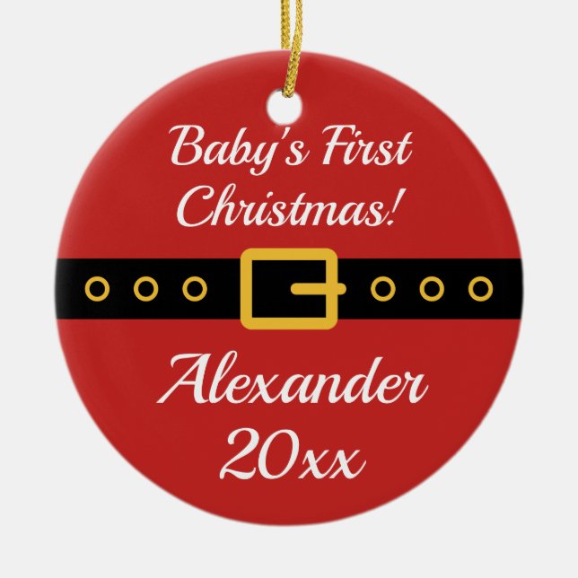 Primer Navidad del bebé adorno de árboles de Santa (Frente)