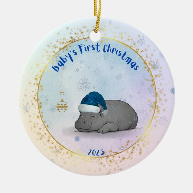 Primer Navidad del Bebé Ornamento de Navidad de Hi (Frente)