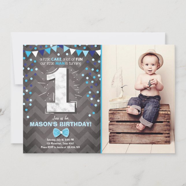 Primer niño de la invitación de cumpleaños, una bo (Anverso)