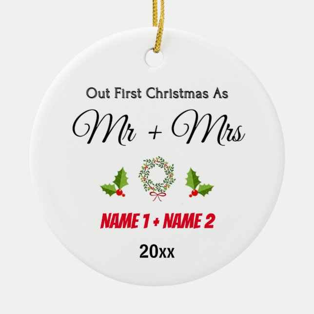 Primer Ornamento Casado de Navidad - Regalo Casado (Frente)