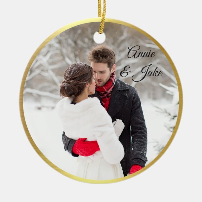 Primer ornamento cerámico de Navidad de la pareja (Frente)