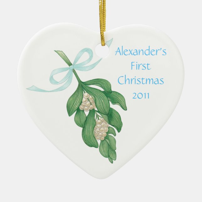 Primer ornamento de Christmas~Mistletoe del bebé (Frente)