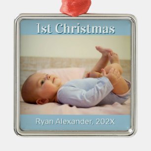 Primer ornamento de foto de Baby Boy de Navidad