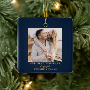 Primer ornamento de fotos comprometidas de Navidad
