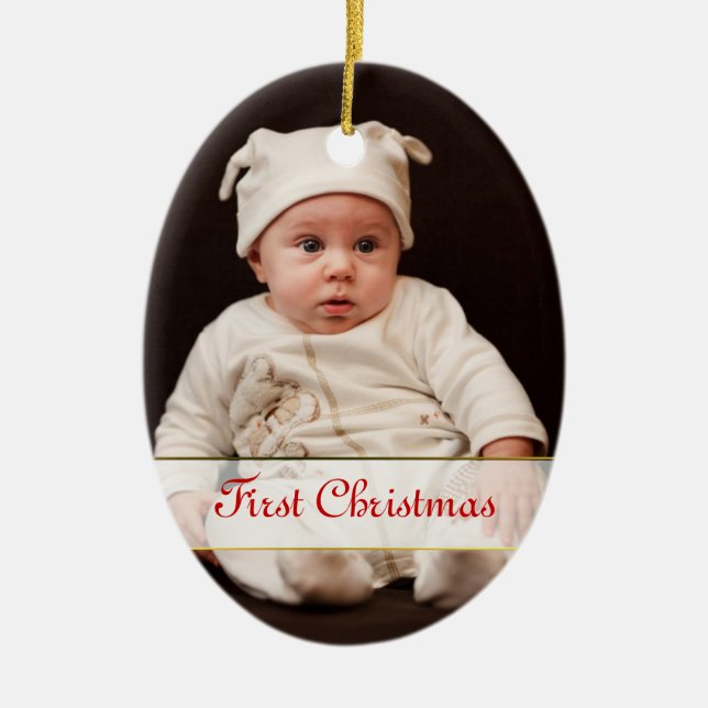 Primer ornamento de fotos de Navidad del bebé (Frente)